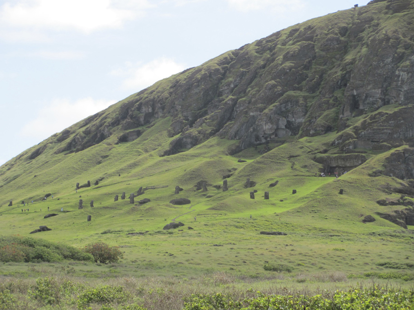 Driving up to the crater on Easter Island