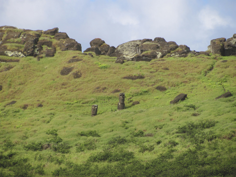 Inside the Crater There Are Even More Moai