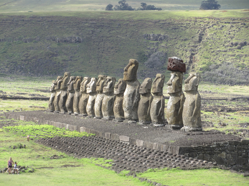Group of Moai For Lined Up Religious Ceremonies