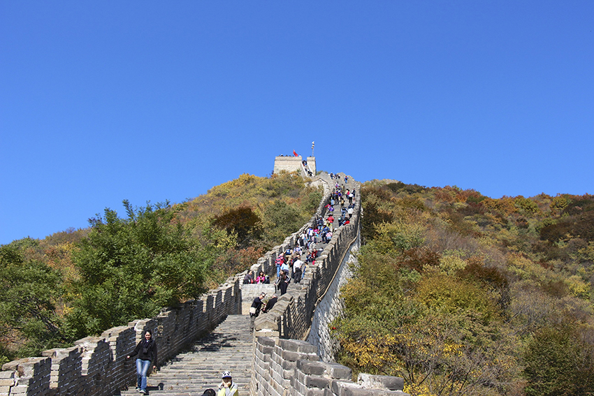 Tourists on the great wall of china